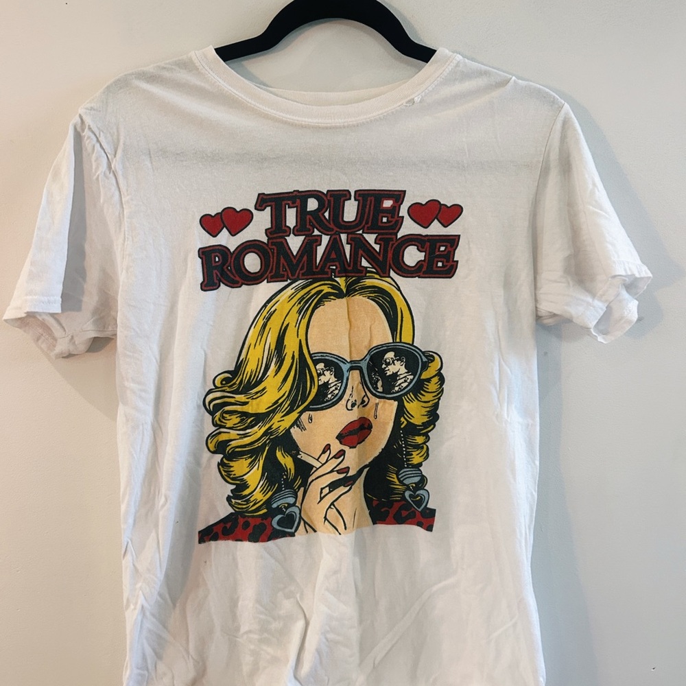 True Romance Graphic Tee - White with Yellow Illustration